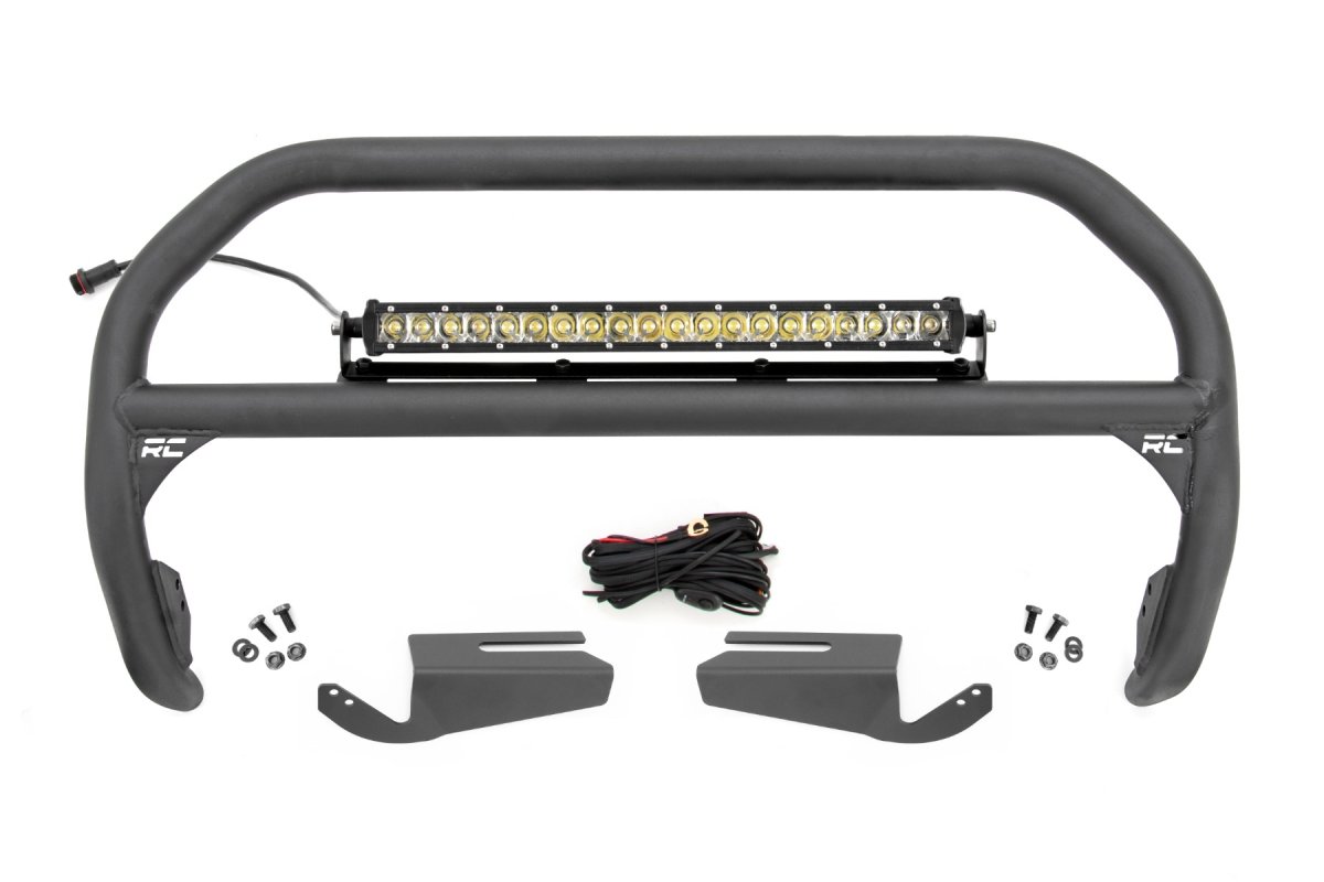 Ford Bronco Nudge Bar - Front - Rough Country - OE Modular Steel with 20 Inch Single Row LED - Chrome - '21-'23
